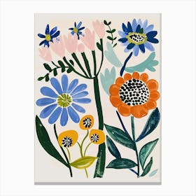 Painted Florals Scabiosa 3 Canvas Print
