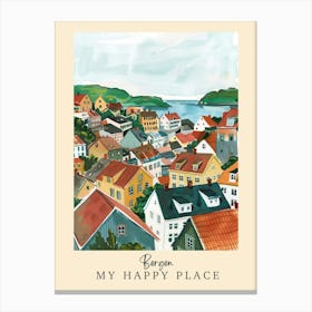 My Happy Place Bergen 1 Travel Poster Canvas Print