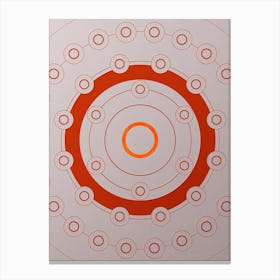 Geometric Abstract Glyph Circle Array in Tomato Red n.0088 Canvas Print