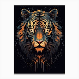 Tiger Art In Art Deco Style 4 Canvas Print