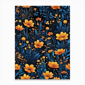 Floral Night Garden Scene (7) Canvas Print