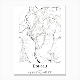 Boucau,France Minimalist Map Canvas Print