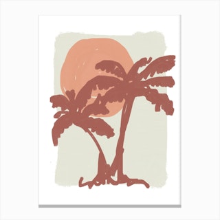 Palms Sun Warm Colours Canvas Print