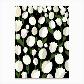 Tulip Field | 06 - Black And White Canvas Print