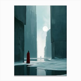 Man In A Red Coat, Minimalism Canvas Print