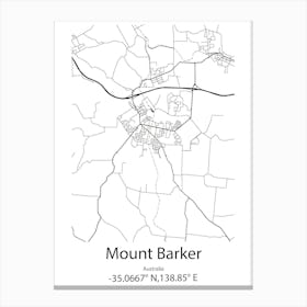 Mount Barker,Australia Minimalist Map Canvas Print