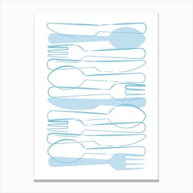 Blue Forks And Spoons Canvas Print