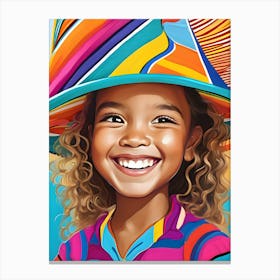 Little Girl In A Hat-Reimagined Canvas Print