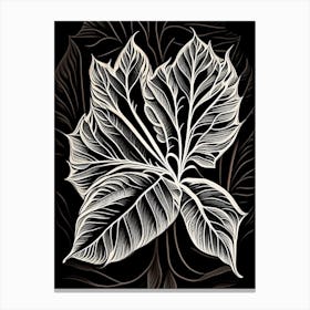 Peach Leaf Linocut 4 Canvas Print