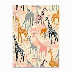 Kitsch Giraffe Illustrative Pattern 3 Canvas Print