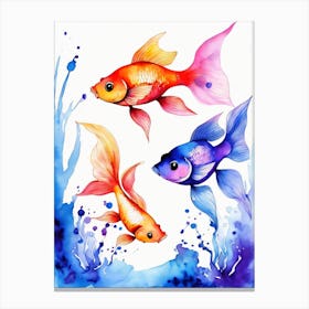 Twin Goldfish Watercolor Painting (53) Canvas Print