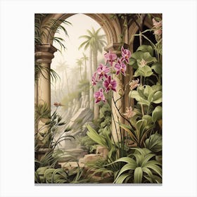 Bamboo Orchid Flower Victorian Style 1 Canvas Print