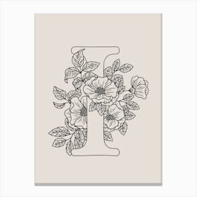 I FLORAL INITIAL Canvas Print