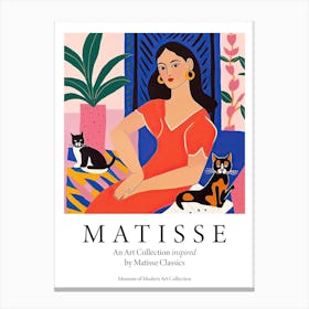 Woman With Cats, The Matisse Inspired Art Collection Poster Canvas Print