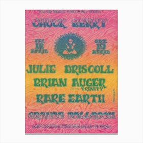 Rgp 132 Pcb Chuck Berry Julie Driscoll Grande Ballroom Concert Postcard 1969 Canvas Print