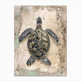Vintage Sea Turtle Scrapbook Inspired 2 Canvas Print