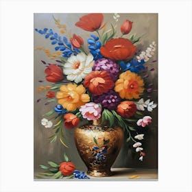 Flowers In A Vintage Vase Art Print Canvas Print