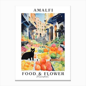 Food Market With Cats In Amalfi 3 Poster Canvas Print