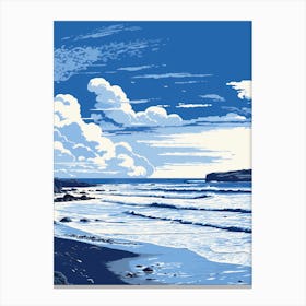 A Screen Print Of Gwithian Beach Cornwall 1 Canvas Print