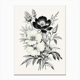 Black And White Flowers 2 Canvas Print