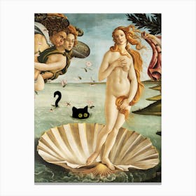 Black Cat Sandro Botticelli S The Birth Of Venus Canvas Print