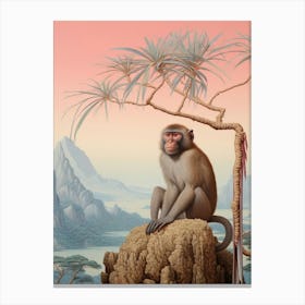 Macaque 1 Tropical Animal Portrait Canvas Print