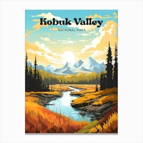 Kobuk Valley National Park Alaska Nature Travel Illustration Canvas Print