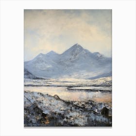 Vintage Winter Painting Snowdonia National Park United Kingdom 3 Canvas Print