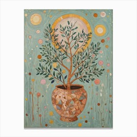 Olive Tree In A Mosaic Pot Canvas Print