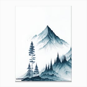 Mountain And Forest In Minimalist Watercolor Vertical Composition 47 Canvas Print