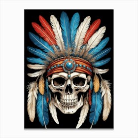 Skull Indian Headdress (18) Canvas Print