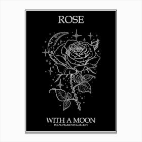 Rose With A Moon Line Drawing 2 Poster Inverted Canvas Print