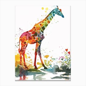 Giraffe Walking Watercolour 1 Canvas Print