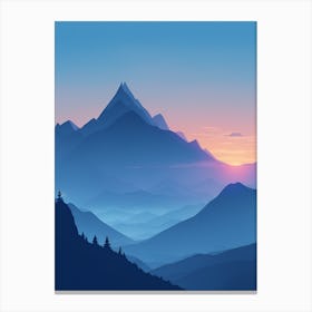 Misty Mountains Vertical Composition In Blue Tone 186 Canvas Print