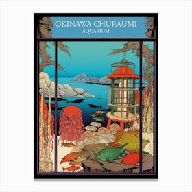 Okinawa Churaumi Aquarium, Japan Vintage Travel Art 4 Canvas Print