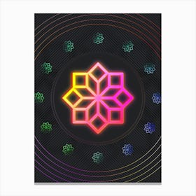 Neon Geometric Glyph in Pink and Yellow Circle Array on Black n.0191 Canvas Print