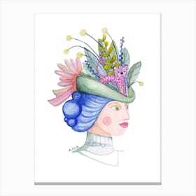 Woman With Leo Hat Canvas Print