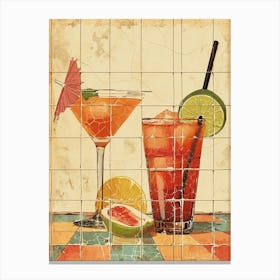 Rustic Tiled Cocktail Illustration Canvas Print