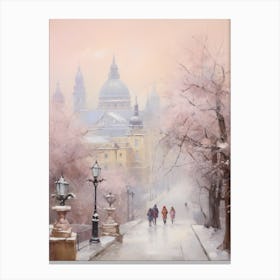 Dreamy Winter Painting Budapest Hungary 1 Canvas Print