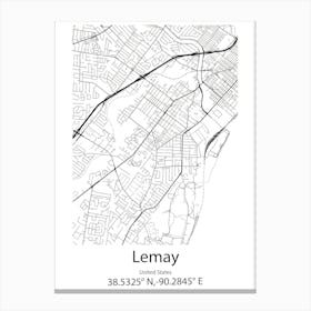 Lemay,United States Minimalist Map Canvas Print