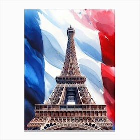 France Eiffel Tower French Flag Canvas Print