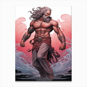  An Illustration Of Poseidon In The Style Of Neoclassicism 3 Canvas Print