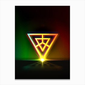 Neon Geometric Glyph in Watermelon Green and Red on Black n.0428 Canvas Print