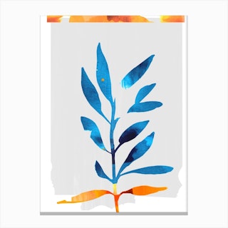 Blue And Orange Botanical Canvas Print