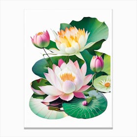Lotus Flowers In Park Decoupage 8 Canvas Print