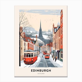 Vintage Winter Travel Poster Edinburgh Scotland 2 Canvas Print