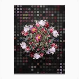 Vintage Rose of Love Bloom Flower Wreath on Dot Bokeh Pattern n.0009 Canvas Print