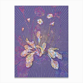 Geometric Daisy Flowers Mosaic Botanical Art on Veri Peri n.0338 Canvas Print