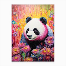 Panda Art In Pointillism Style 1 Canvas Print