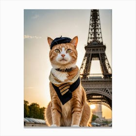 Meow Around the World Eiffel Tower Cat Canvas Print